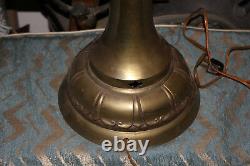 LARGE Antique B&H Brass Chinese Asian Converted Oil Lamp Symbols Bradley Hubbard