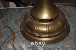 LARGE Antique B&H Brass Chinese Asian Converted Oil Lamp Symbols Bradley Hubbard