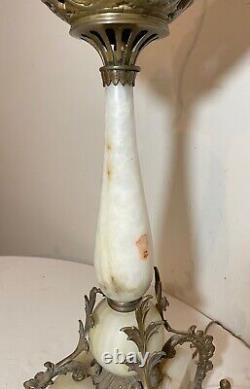 LARGE antique ornate 1800's bronze onyx marble electric oil table parlor lamp