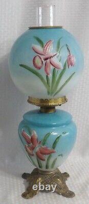 LATE 1800's OR EARLY 1900 GWTW OIL TABLE LAMP HAND PAINTED