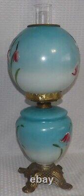 LATE 1800's OR EARLY 1900 GWTW OIL TABLE LAMP HAND PAINTED