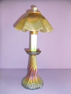 LCT TIFFANY FAVRILE original Twilight oil lamp withshade marked LCT
