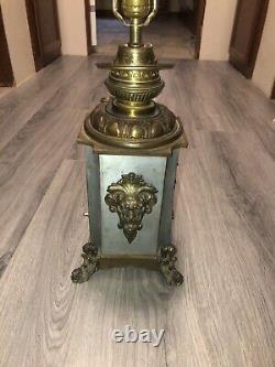 LIBERTY Antique Brass Symbols Oil Kerosene Lamp Light Font, Electrified