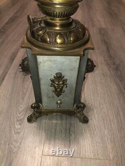 LIBERTY Antique Brass Symbols Oil Kerosene Lamp Light Font, Electrified