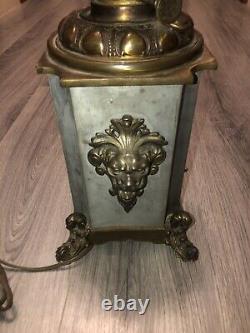 LIBERTY Antique Brass Symbols Oil Kerosene Lamp Light Font, Electrified