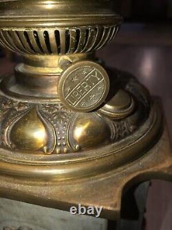 LIBERTY Antique Brass Symbols Oil Kerosene Lamp Light Font, Electrified