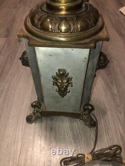 LIBERTY Antique Brass Symbols Oil Kerosene Lamp Light Font, Electrified