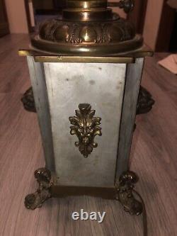 LIBERTY Antique Brass Symbols Oil Kerosene Lamp Light Font, Electrified