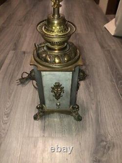 LIBERTY Antique Brass Symbols Oil Kerosene Lamp Light Font, Electrified