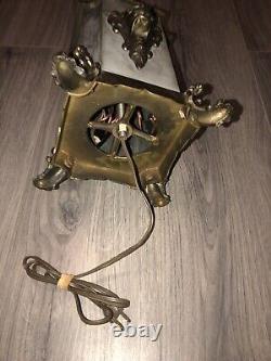 LIBERTY Antique Brass Symbols Oil Kerosene Lamp Light Font, Electrified