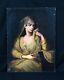 Large 18th Century French Girl Wearing A Veil & Lamp Antique Oil Painting