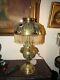 Large Antique Art Nouveau French Cabochon Oil Lamp Electrified