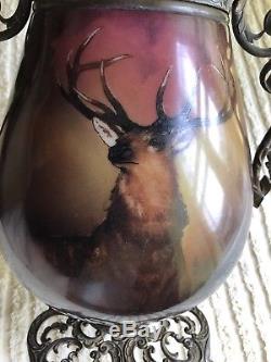 Large Antique C1890 1910 Elk Stag Gone With The Wind Oil Lamp Base