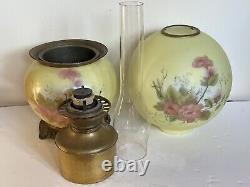 Large Antique FOSTORIA 1890's Victorian Hand Painted Kerosene Oil Lamp GWTW