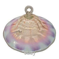 Large Antique Gas Or Oil Lamp Smoke Bell 4 1/2 x 9 7/8 Pink & Clear Glass Part