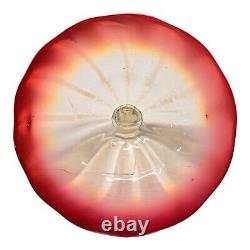 Large Antique Gas Or Oil Lamp Smoke Bell 4 1/2 x 9 7/8 Pink & Clear Glass Part