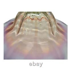 Large Antique Gas Or Oil Lamp Smoke Bell 4 1/2 x 9 7/8 Pink & Clear Glass Part