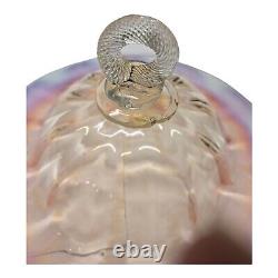 Large Antique Gas Or Oil Lamp Smoke Bell 4 1/2 x 9 7/8 Pink & Clear Glass Part