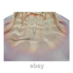 Large Antique Gas Or Oil Lamp Smoke Bell 4 1/2 x 9 7/8 Pink & Clear Glass Part