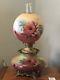 Large Antique Hurricane Gone With The Wind Hand Painted Oil Lamp Conv. Electric
