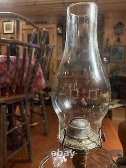 Large Clear Glass Eagle Ribbed Hobnail Oil Lamp/Hurricane Kerosene Lamp 18 Tall