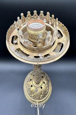 Large Corinthian Column Oil Lamp Brass Converted To Electric