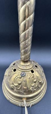 Large Corinthian Column Oil Lamp Brass Converted To Electric