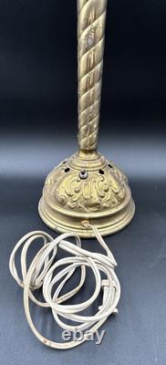 Large Corinthian Column Oil Lamp Brass Converted To Electric
