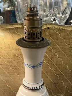 Large Oil Lamp Mounted As Napoleon III Lamp / 19th Century Antique Porcelain