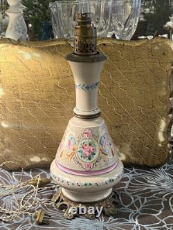 Large Oil Lamp Mounted As Napoleon III Lamp / 19th Century Antique Porcelain