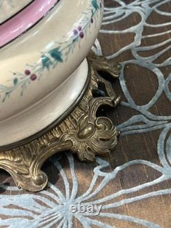 Large Oil Lamp Mounted As Napoleon III Lamp / 19th Century Antique Porcelain