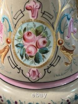 Large Oil Lamp Mounted As Napoleon III Lamp / 19th Century Antique Porcelain