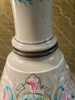 Large Oil Lamp Mounted As Napoleon III Lamp / 19th Century Antique Porcelain
