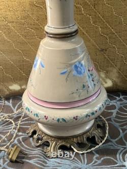 Large Oil Lamp Mounted As Napoleon III Lamp / 19th Century Antique Porcelain