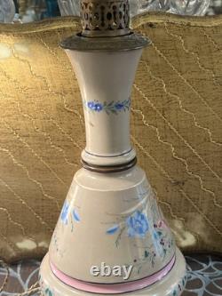 Large Oil Lamp Mounted As Napoleon III Lamp / 19th Century Antique Porcelain
