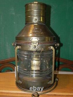 Large Vintage Anchor Brass Maritime Oil Lamp Lantern Nautical Ship