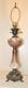 Large antique hand painted gilt glass bronze patinated oil style table lamp