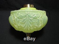 Lge Victorian, Art Nouveau Deeply Moulded, Vaseline Glass Oil Lamp Font