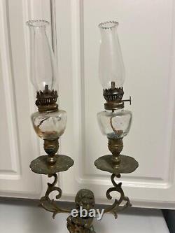 Lion candelabra with peg oil lamps