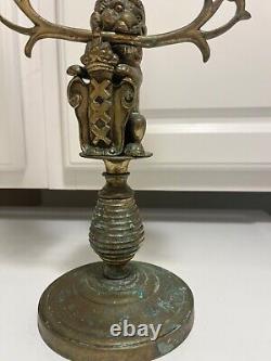 Lion candelabra with peg oil lamps