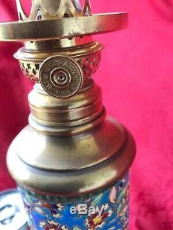 Longwy French Faience Pottery Oil Lamp Art Nouveau Rare