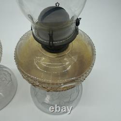 Lot (2) Antique Brass Manhattan Brass Co. No. 8 Oil Lamps