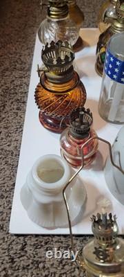 Lot Of 23 Vintage Ceramic Glass Porcelain Oil Lamps Miniature Hurricane Wick
