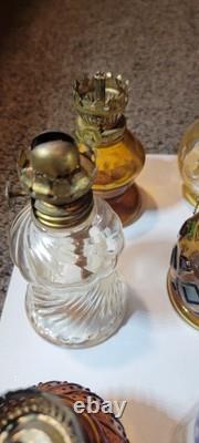 Lot Of 23 Vintage Ceramic Glass Porcelain Oil Lamps Miniature Hurricane Wick