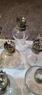 Lot Of 23 Vintage Ceramic Glass Porcelain Oil Lamps Miniature Hurricane Wick