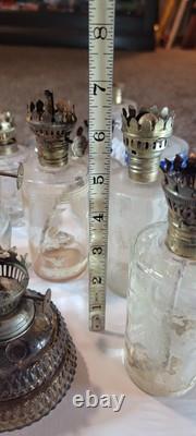 Lot Of 23 Vintage Ceramic Glass Porcelain Oil Lamps Miniature Hurricane Wick