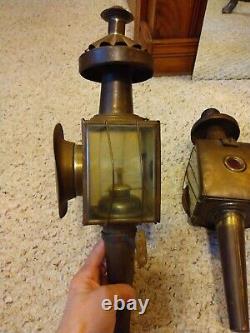 Lot of 2, Antique 19th Century Brass Carriage oil lamps