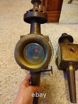 Lot of 2, Antique 19th Century Brass Carriage oil lamps