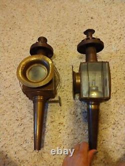 Lot of 2, Antique 19th Century Brass Carriage oil lamps