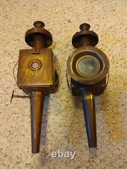 Lot of 2, Antique 19th Century Brass Carriage oil lamps